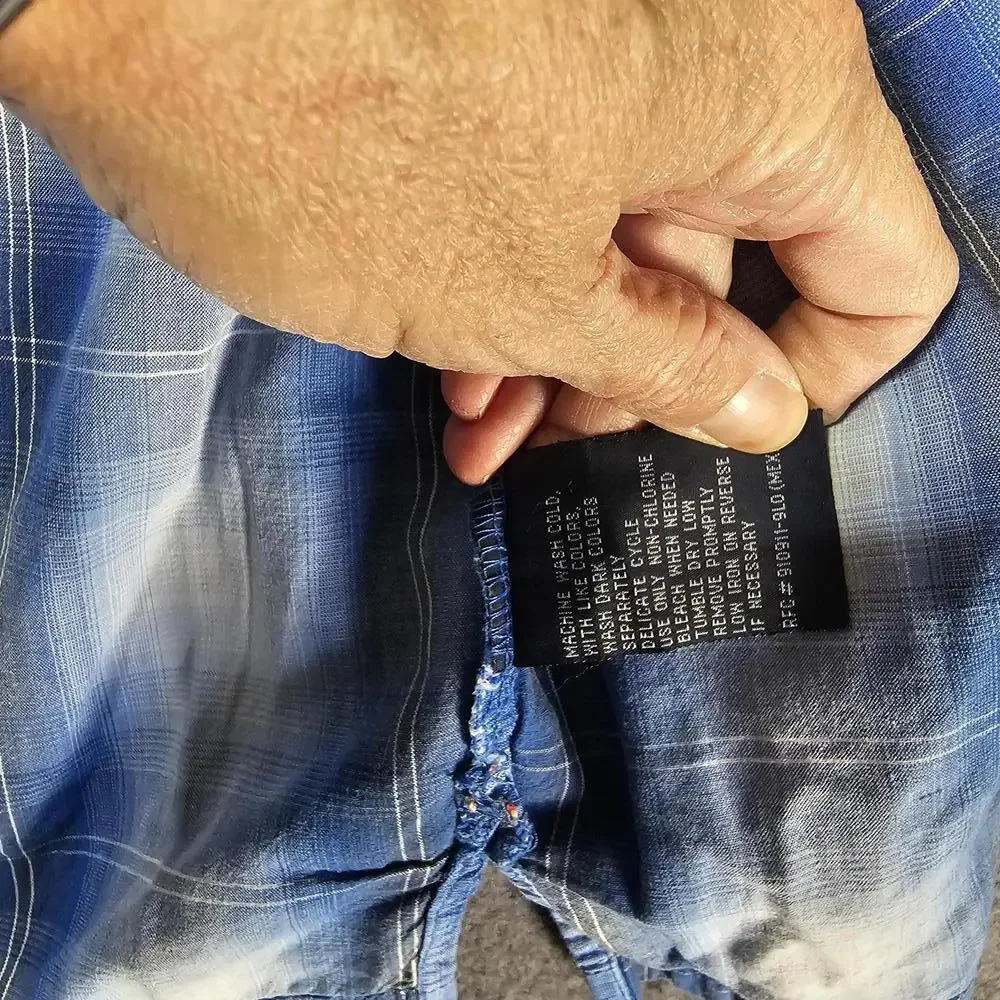 VTG Bugle Boy Hawaiian Shirt L Blue Floral Short Sleeve Y2K 1990s Shell Button - Picture 8 of 13